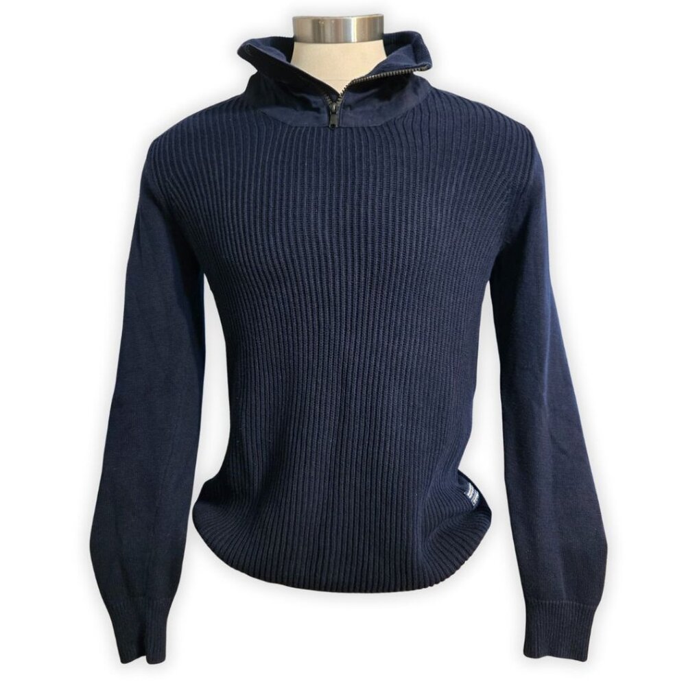 G-Star Raw Men's Medium Navy Blue 1/4 Zip Collared Pull Over Sweater